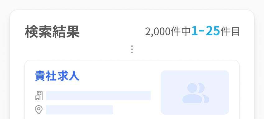 検索結果画面で貴社求人の表示回数が増える様子
